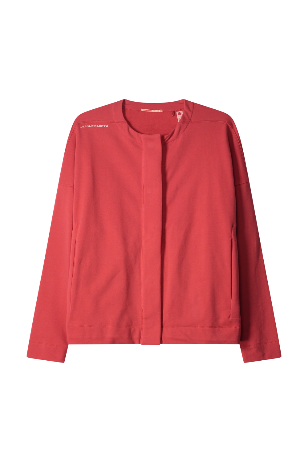 Giacca Ushuaia Felpata Senza Colletto In Cotone Organico Rose Rouge