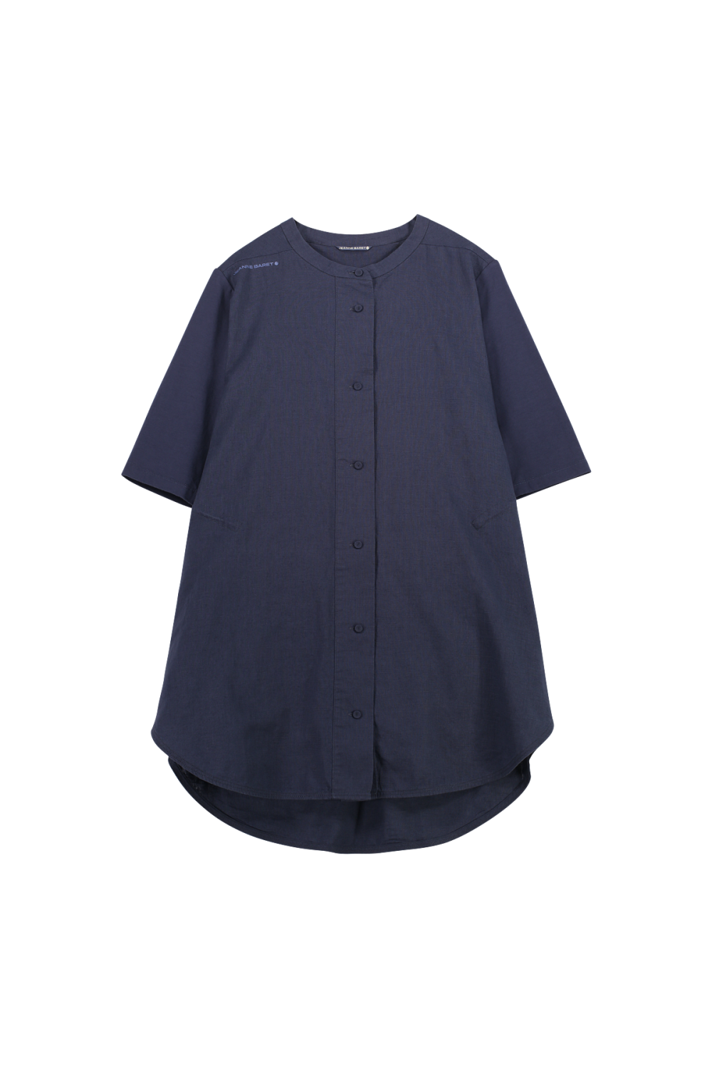 Surabaya Mixed Linen Longline Curved-hem Tunic Muscari