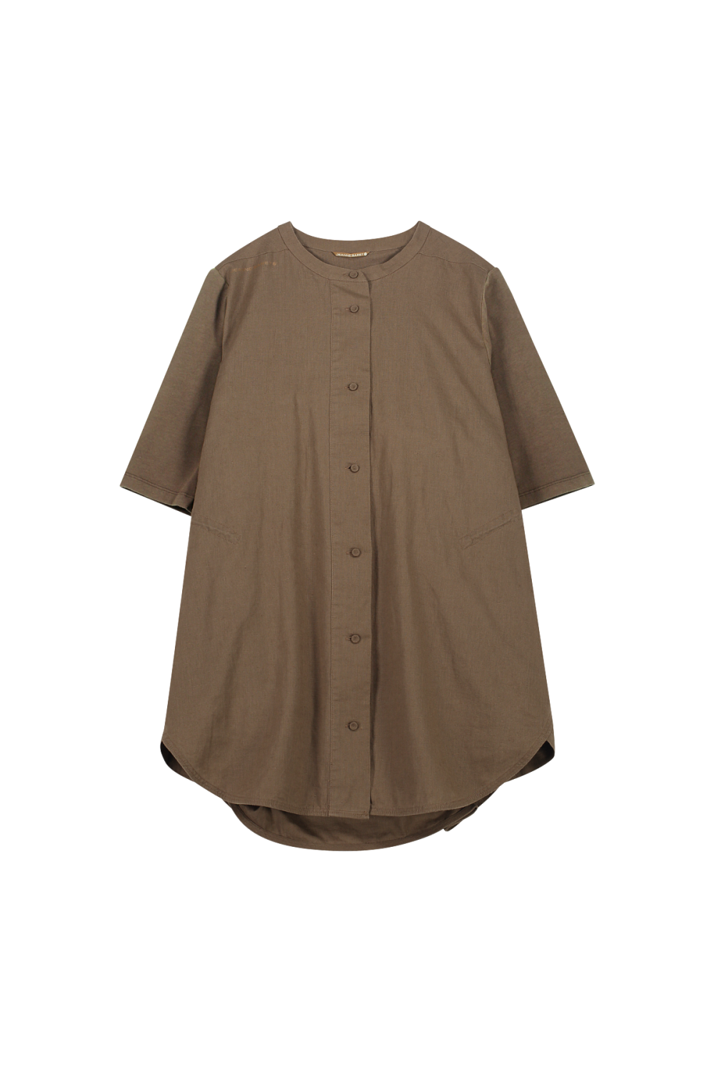 Surabaya Mixed Linen Longline Curved-hem Tunic Hazelnut