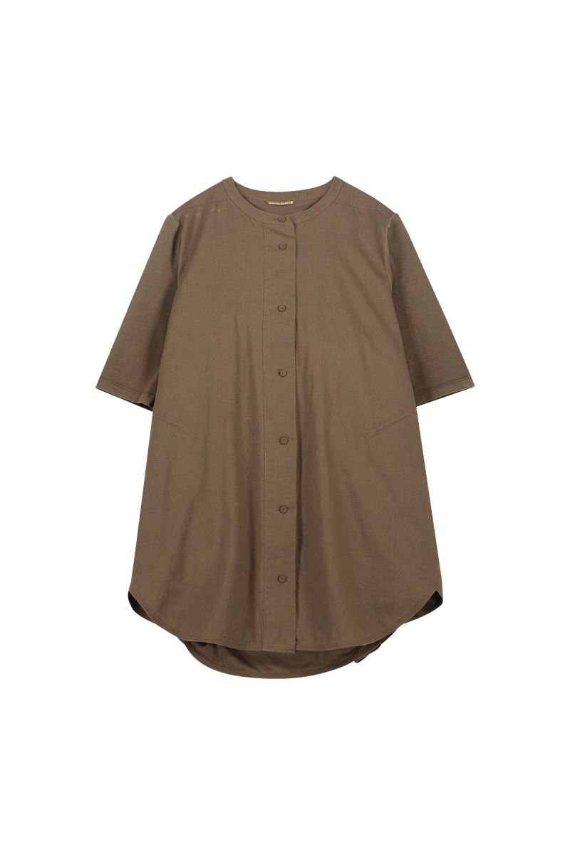 Surabaya Mixed Linen Longline Curved hem Tunic Rose Rouge Shirts Jeanne Baret
